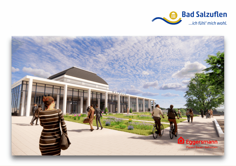Das Kurhaus in Zukunft: Außenbereich - Sicht Vorplatz Gradierwerk. © Eggersmann Gruppe