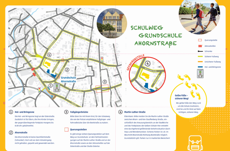Kartografischer Schulwegeplan Grundschule „Ahornstraße“. Grafikquelle: Stadt Bad Salzuflen