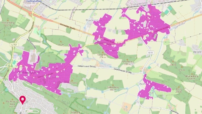 Glasfaserausbau – Ausbaukarte Oerlinghausen Nord. Grafiken: Stadt Oerlinghausen