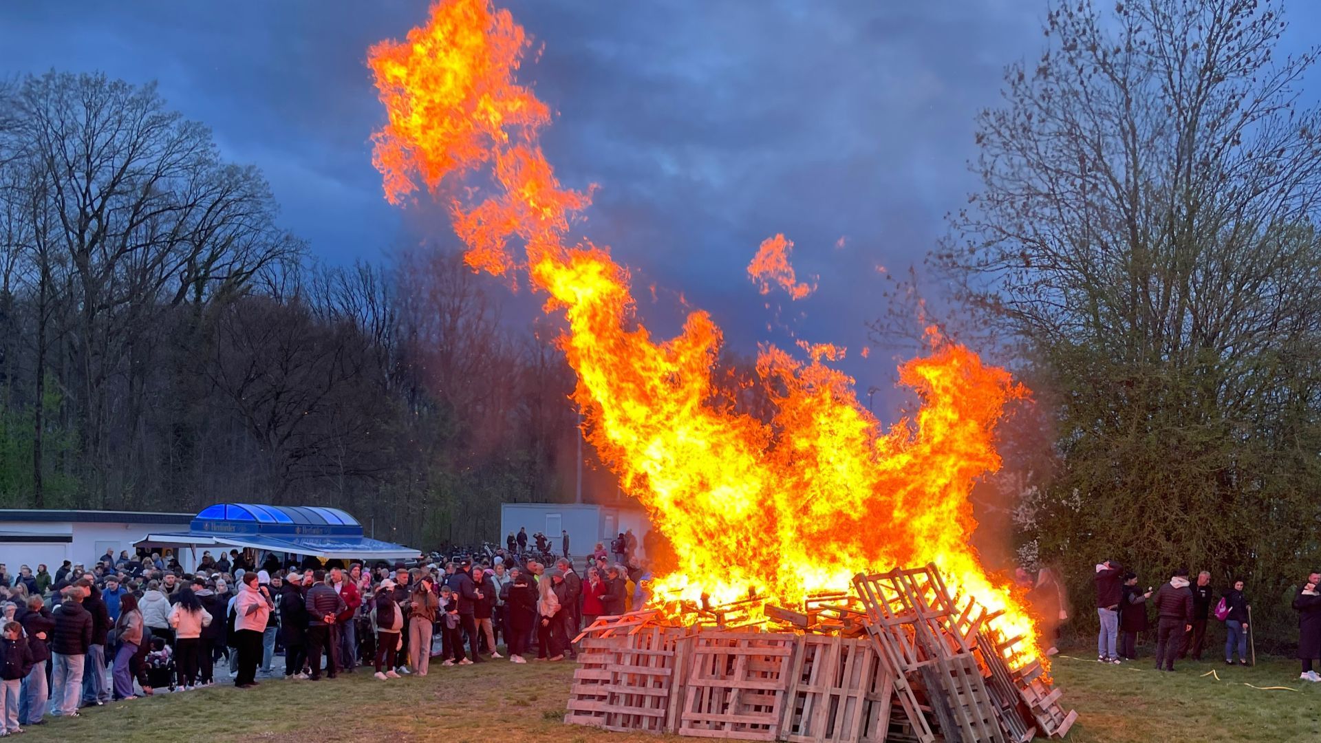 Mit einem riesigen Osterfeuer und gemütlicher Atmosphäre wurde auf dem Sportgelände des TuS Asemissen Ostern gefeiert. Foto: Privat