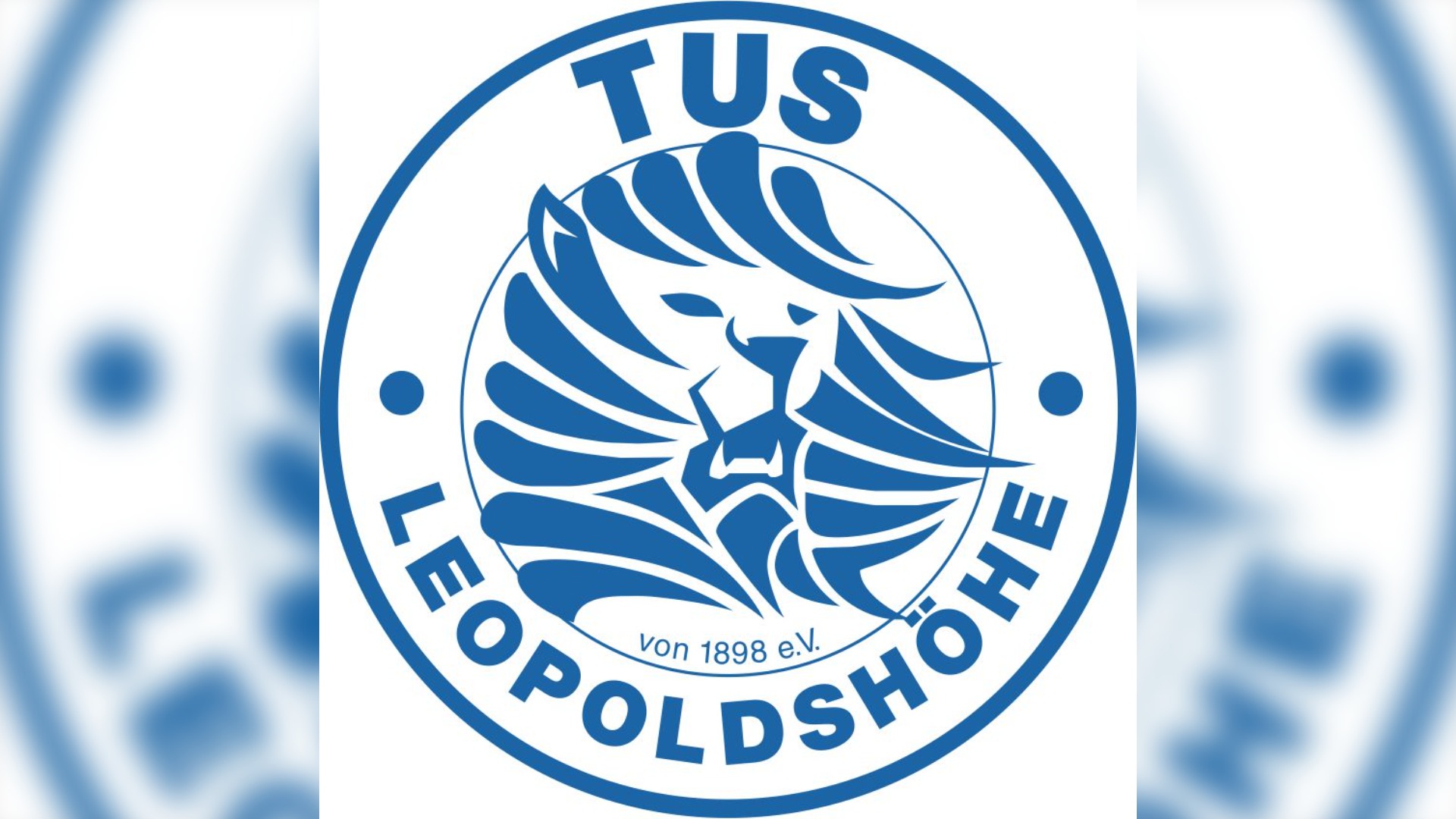 Rundes, blau-weißes Logo des TuS Leopoldshöhe mit stilisiertem Löwenkopf und dem Schriftzug „von 1898 e.V.“
