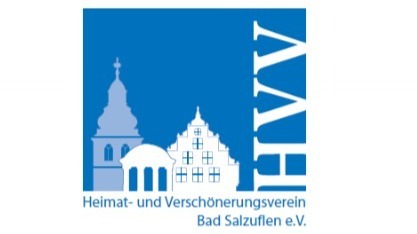Logo des HVV Bad Salzuflen mit Silhouetten einer Kirche und eines Giebelhauses sowie dem Schriftzug "Heimat- und