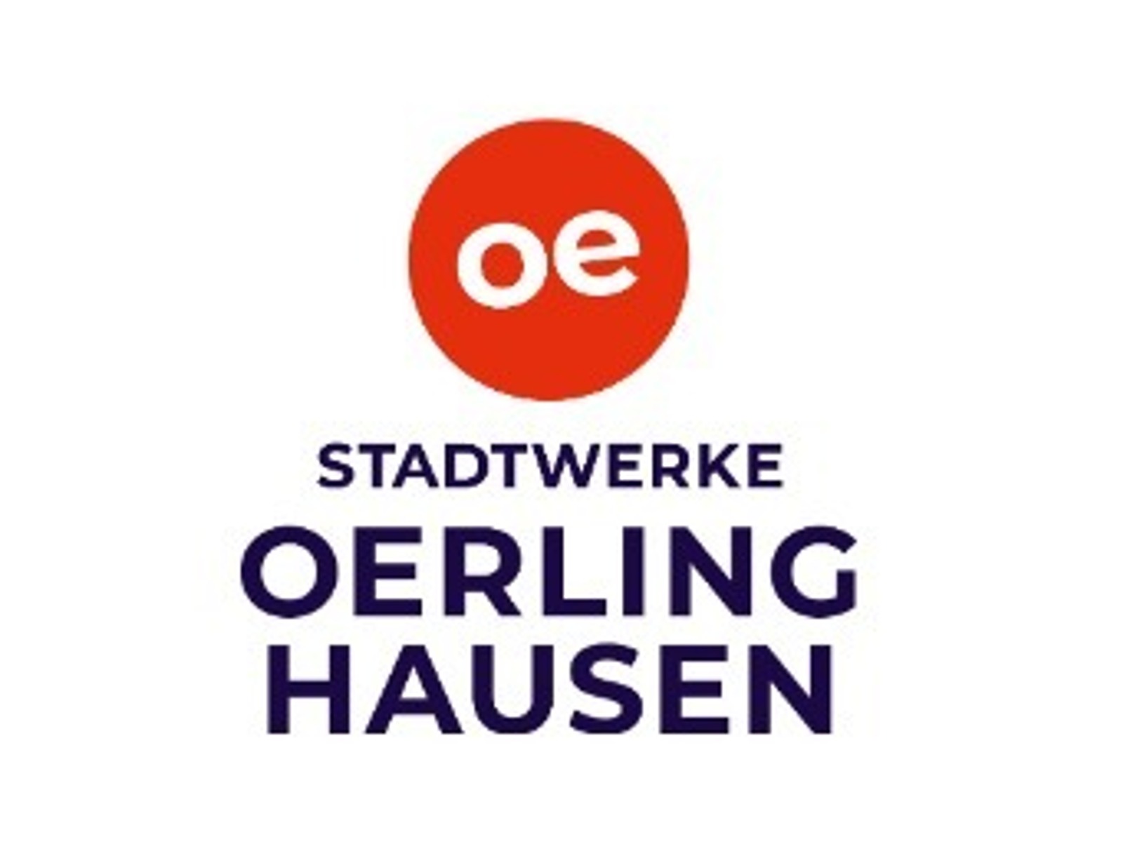 Logo der Stadtwerke Oerlinghausen mit rotem Kreis, weißen Buchstaben "oe" und dem Schriftzug "STADTWERKE OERLINGHAUSEN