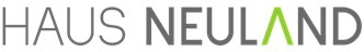 Logo HAUS NEULAND mit grünem Dachsymbol als Buchstabe L